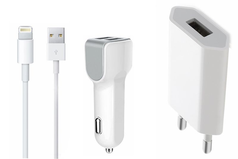 Pro Gamer 3in1 Home &amp; 2USB CAR CHARGER for IPhone 5,5S,5C,6,7,8,X and Ipad