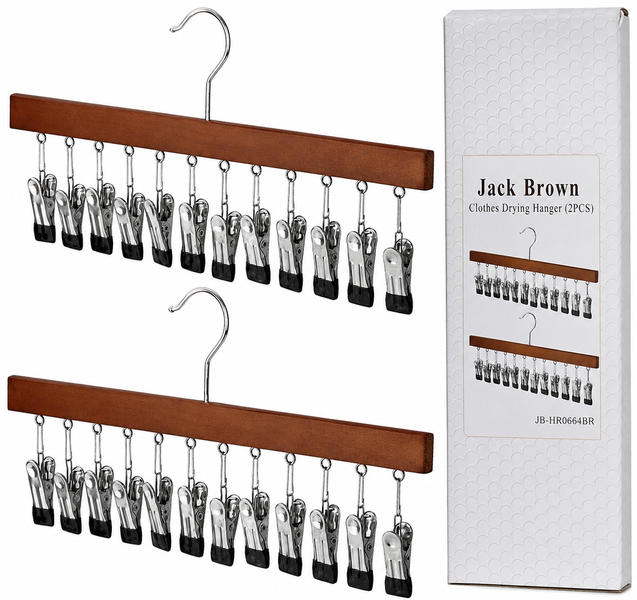 Jack Brown 2-Piece Multiclip Hanging Rack Clothes Dryin Hanger