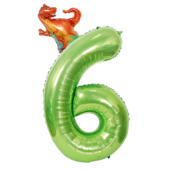 40 Inch Dinosaur Birthday Balloon Number 6 Large Size
