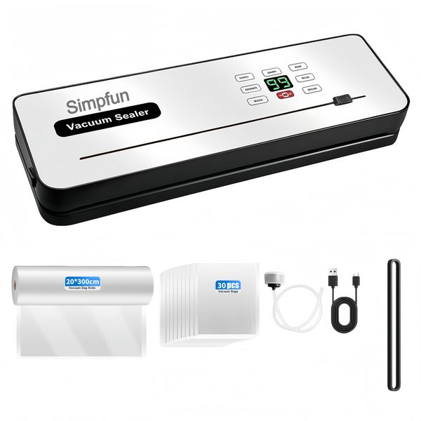 UV Sterilization Vacuum Sealer, Adjustable Heat,USB Rechargeable, 30cm Seal