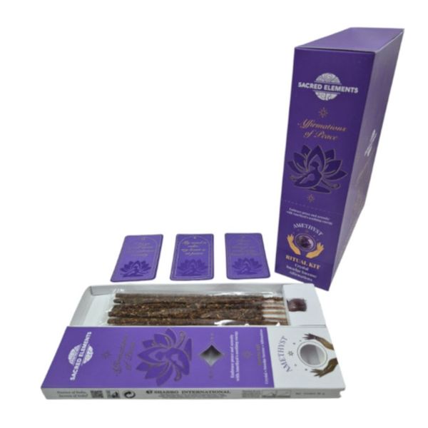 Amethyst Peace Crystal Smudge Incense Kit - 12 boxes per pack