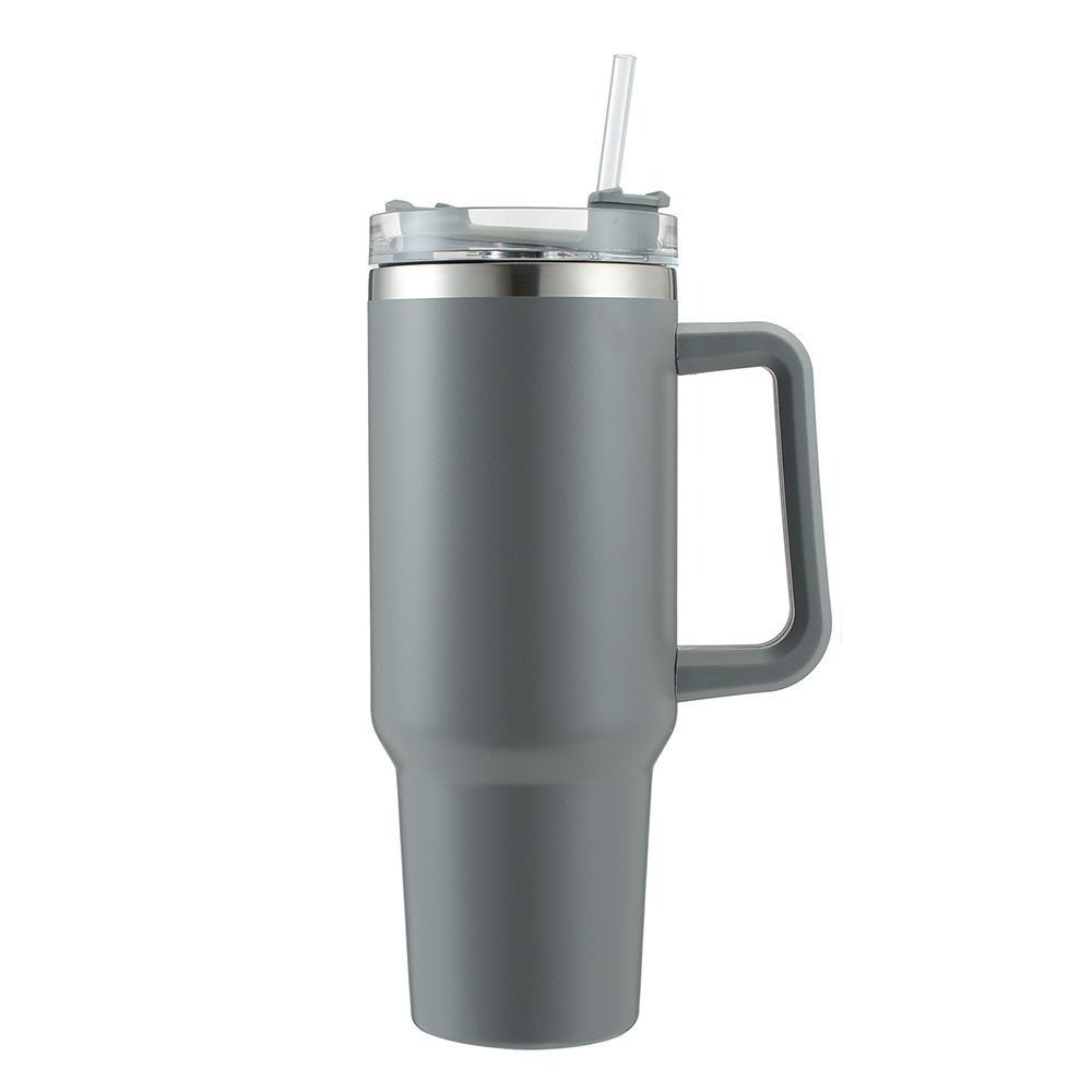 Grey 1200ml Stainless Steel Vacuum Insulate Travel Cup with Lid & Straw