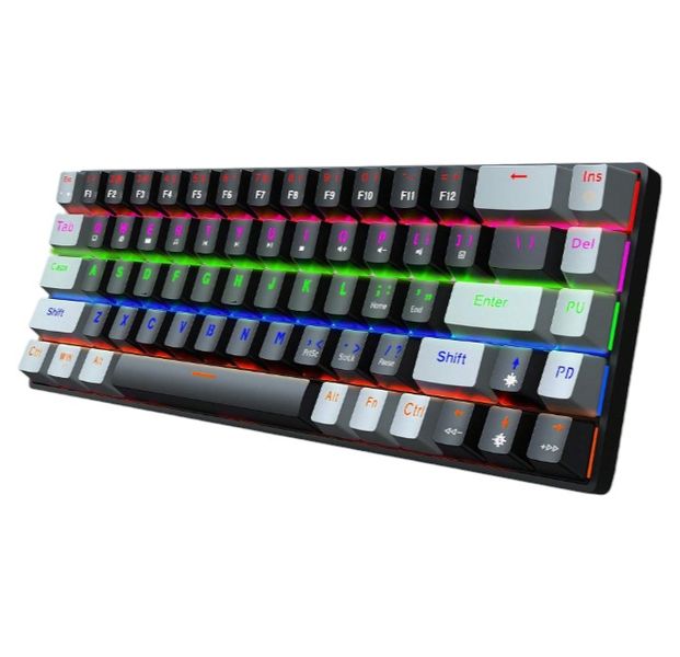 HXSJ - Mechanical Keyboard With Dual Color LED Backlighting - Black/Grey
