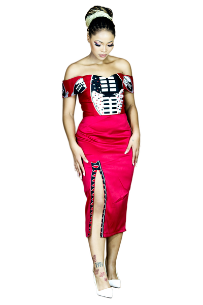 Africa Fashion House Anna-Mo Red Swati Bodicon Dress