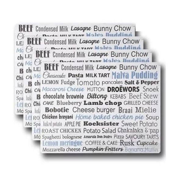 South African Favourite Foods - Plastic Place Mat - 4 Pack