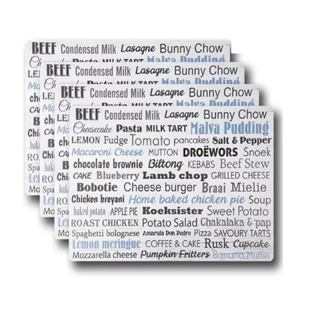 South African Favourite Foods Plastic Place Mat 4 Pack Shop Today 