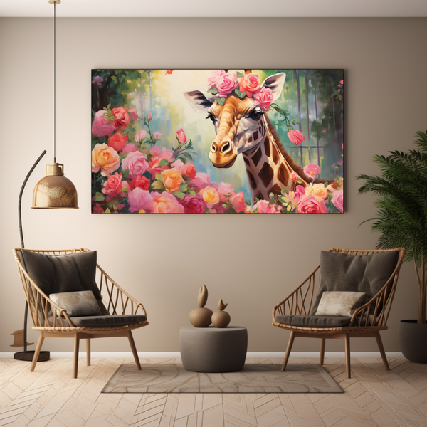 Canvas Wall Art - Girafe Garden Gala - BK0083