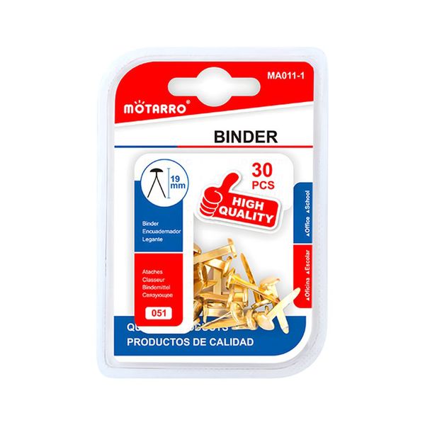 2 Pack High Quality 30 Pieces 19mm Golden Paper Binders