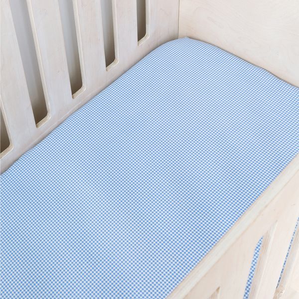 Phlo Studio- Blue Gingham Large Cot Fitted Sheet
