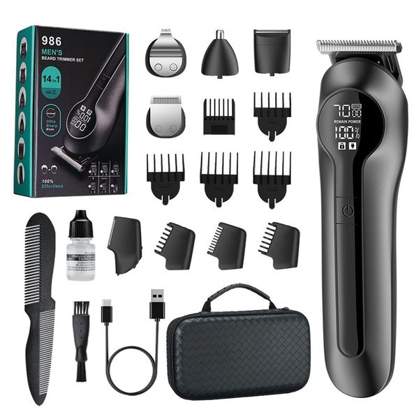 6-in-1 LCD Cordless Men Hair &amp; Beard Trimmer Kit With Storage Case
