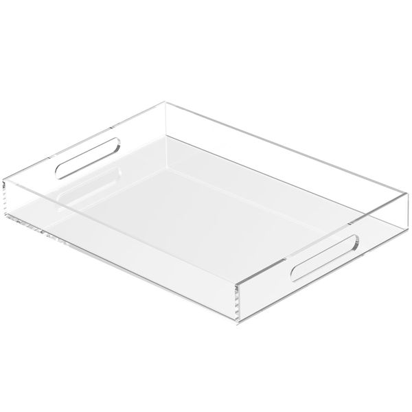 Large Acrylic Serving Tray With Handles - Table Countertop Organiser Decor