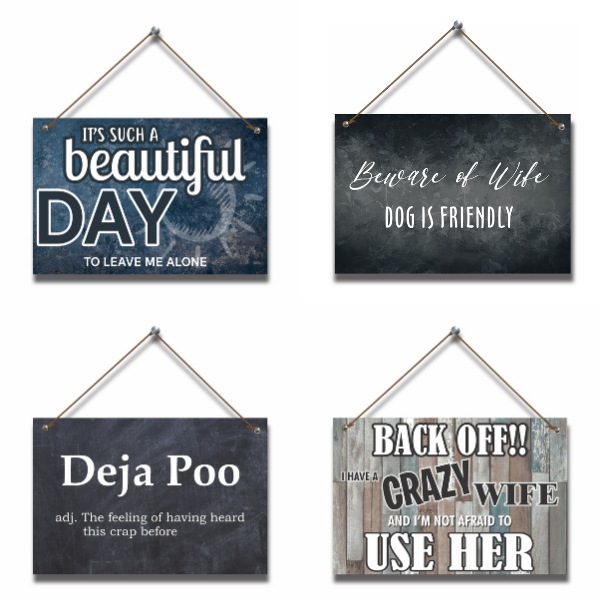 Imaginate Decor - Humorous Home Hanging Pictures - 4 Piece - Crazy Wife