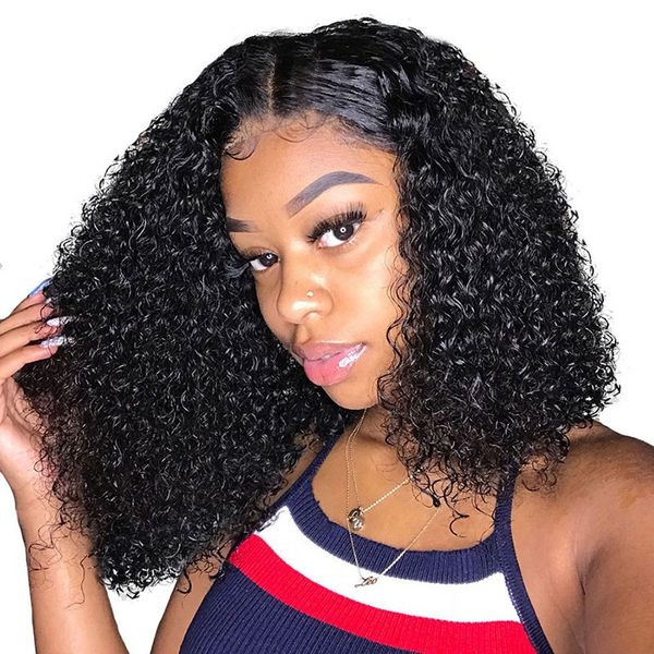 Ladies black short small curly hair fluffy wool curly wig