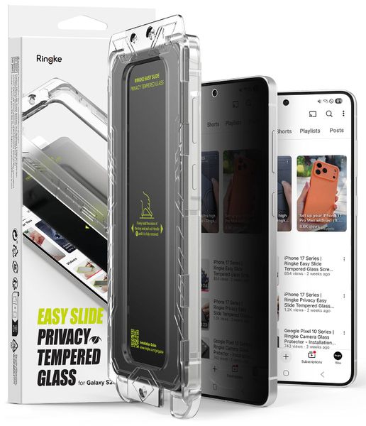 Privacy Easy Slide Tempered Glass 2Pk compatible with Galaxy S25 Edge