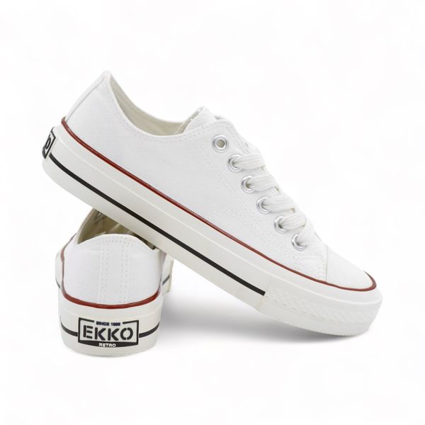 Ekko Retro Ladies Canvas Sneakers Lo - White