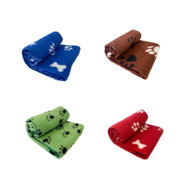 Pet's Fleece Blankets 90x150cm (Set of 4) Assorted Colours