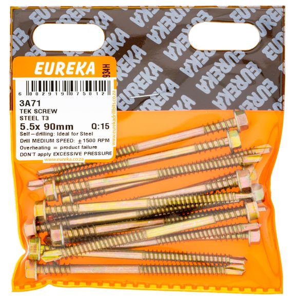 EUREKA Tek Screw Hex Head Coarse Thread 5.5 x 90mm Q:15 3A71