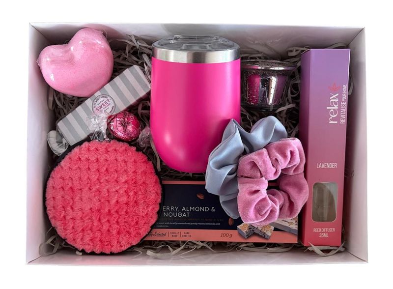 Ladies Luxury Flask Mug, Pamper &amp; Snack Gift Pack