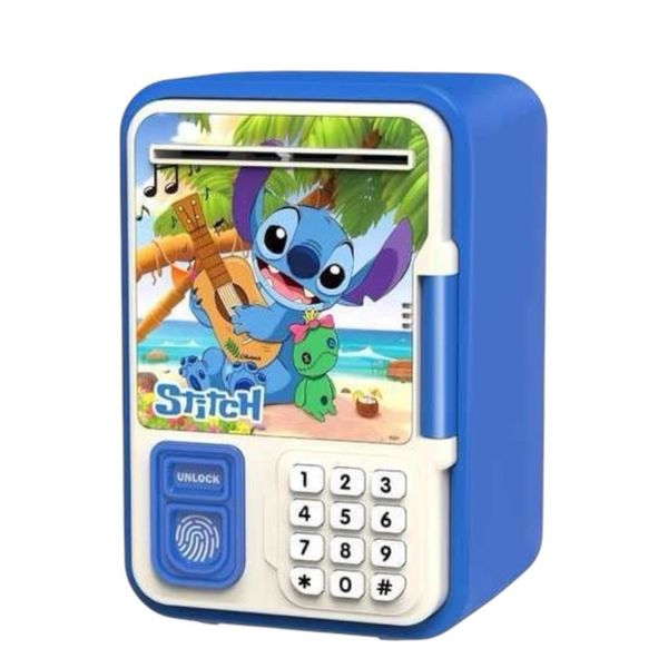 Stitch Blue Fingerprint Safe Piggy Bank for Kids