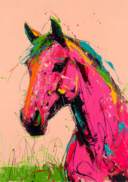 Wall Art Canvas - Pink Horse