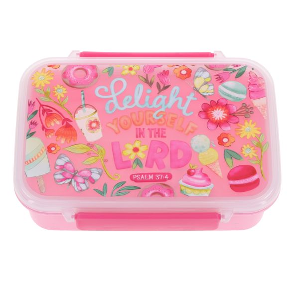 Lunch Box - Delight Yourself in the Lord, Pink, Plastic
