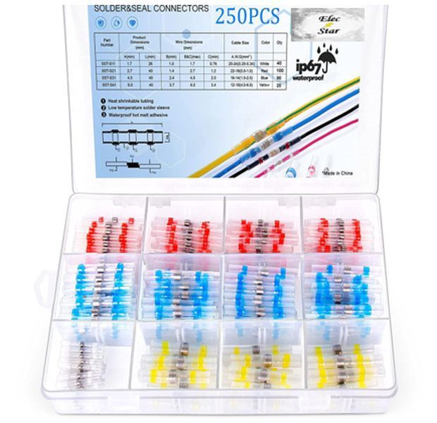 250 Pieces Heat Shrink Solder Seal Butt Splice Connectors Elec Star
