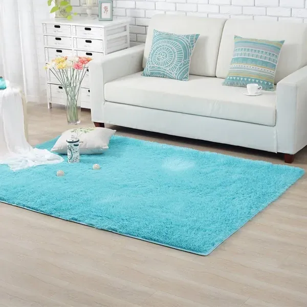 150 x 180cm Plush Fluffy Carpet - Shaggy &amp; Foldable Rugs - Rainbow