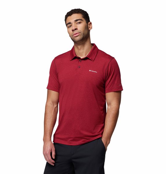 Columbia Men's Tech Trail Polo Shirt Rich Wine Heather