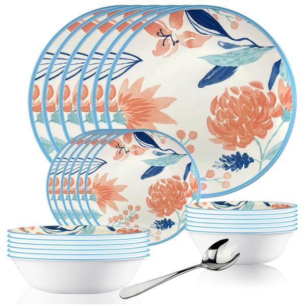 25 Piece Combo Set - Highly Resistant Quality Wildflowers Dinnerware Set