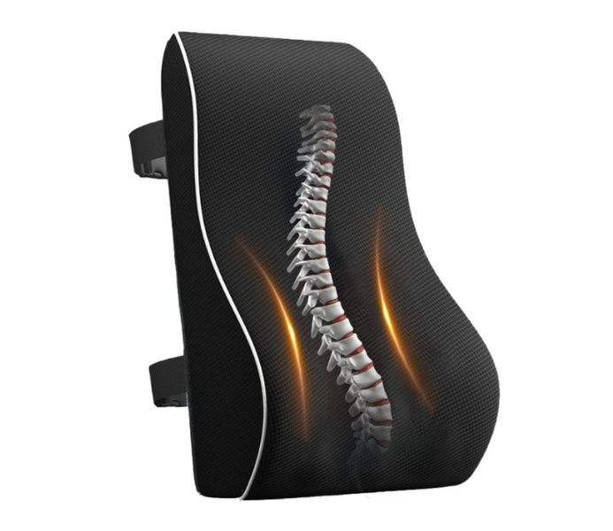 Memory Foam Lumbar Support Pillow, 45x40x13cm, Black