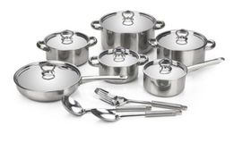 Sastro - Set Of 15 Pieces Heavy Bottom Stainless Steel Cookware | Shop