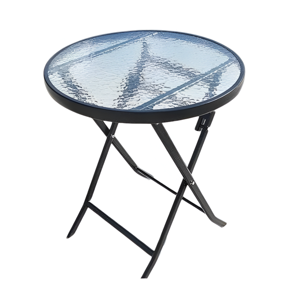 60cm Round Tempered Glass Outdoor Table - Patio &amp; Garden Side Table