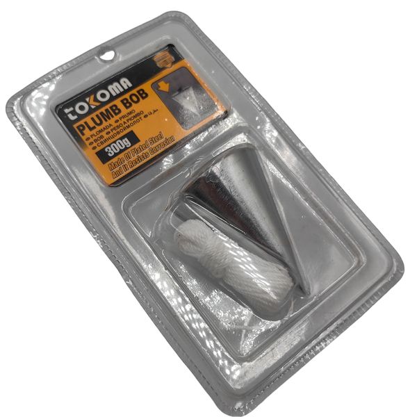 TOKOMA 300g Plumb Bob (Plated Steel, Corrosion Resistant)