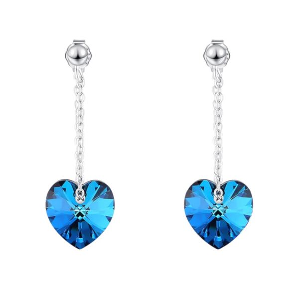 Dangle Heart Shapped Earrings with crystals from Swarovski