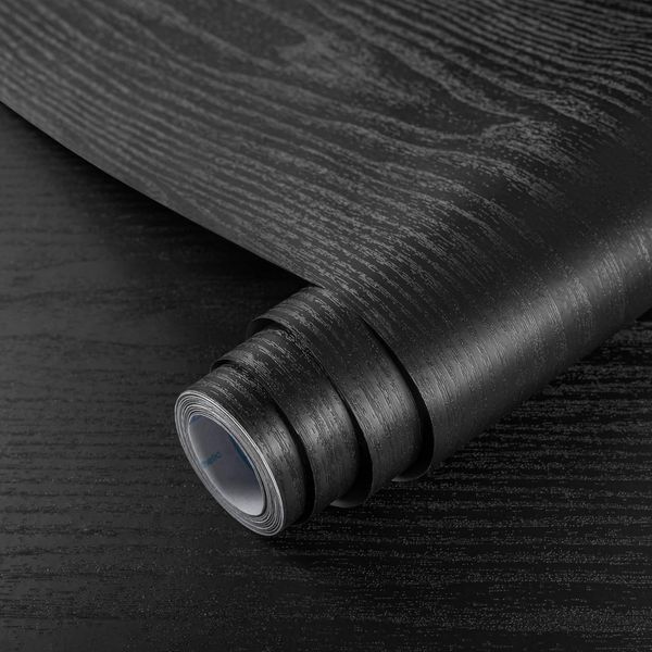 Black Wood Self Adhesive Contact Vinyl 450mm x 2m