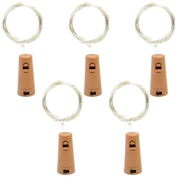 5 Piece - LED Bottle Stopper String Lights - Warm