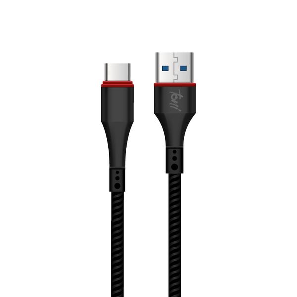 Toni Braided Fast Charging USB to Type C 1.2m Cable - Black