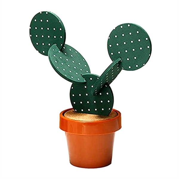 Cactus Coasters Set for Drinks of 6 Pieces,Funny Coasters Cactus Gift with