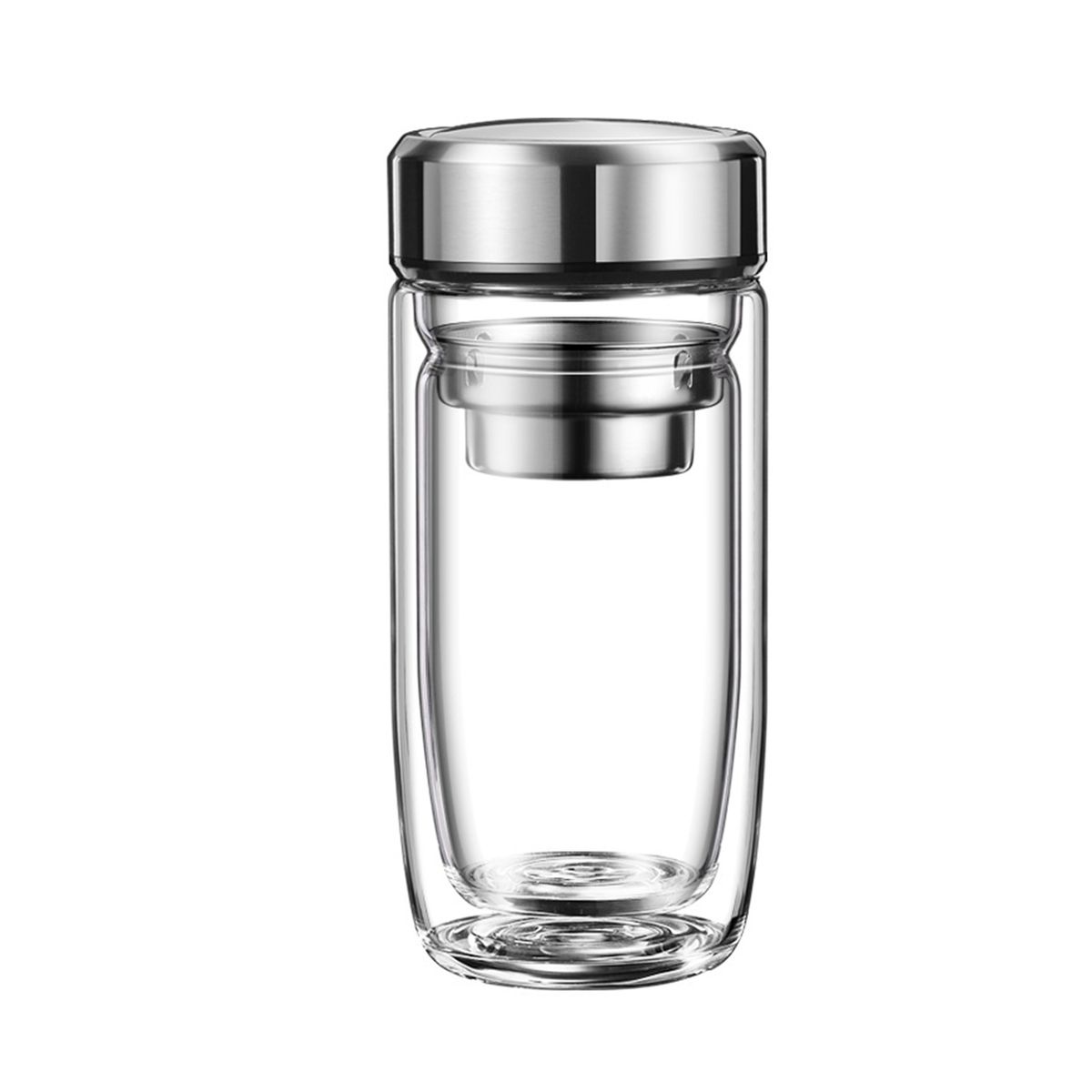 Glass Tea Infuser Bottle Double Wall Portable Travel Tumbler Mug Leakproof