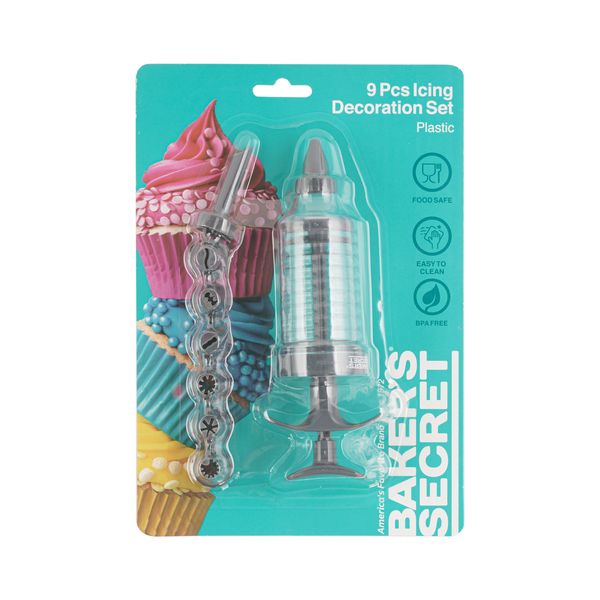 Baker's Secret 9Pcs Plastic Icing Decoration Set