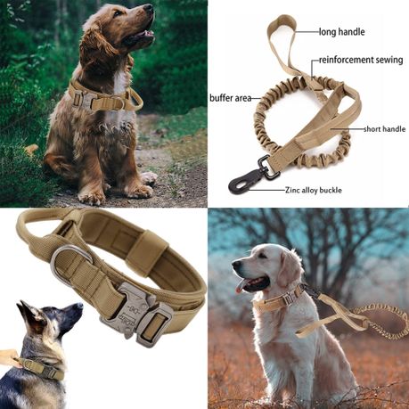 Adjustable Tactical Dog Collar Leash Mud Colour L Shop