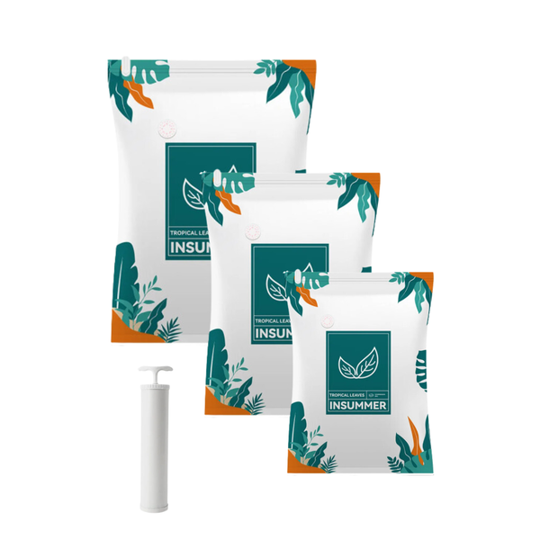 3 Piece Vacuum Storage Bag Pack with Hand Pump - Tropical