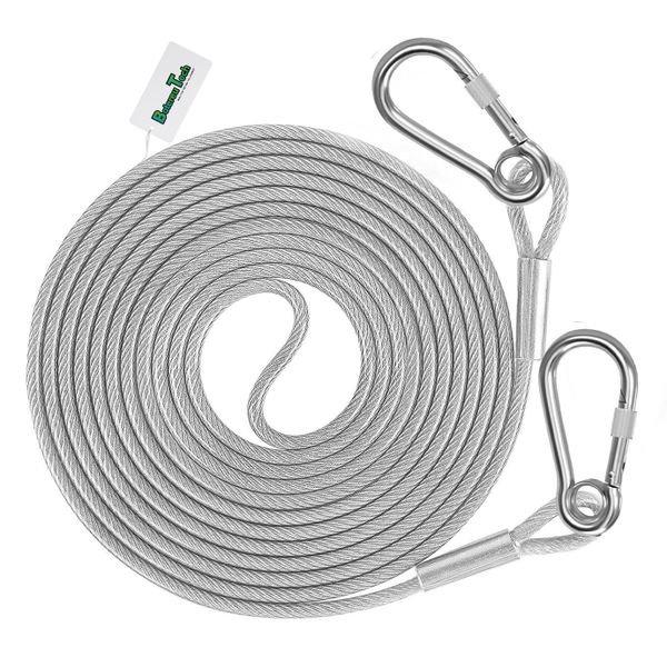 BotereuTech Dog Tie Out Cable PVC Steel 3.0mm 3m Silver