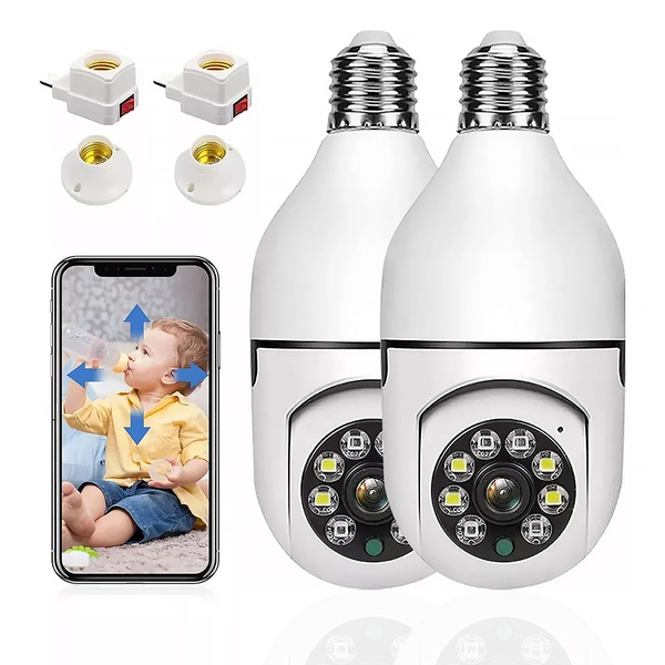 Bulb-Style Camera with HD Night Vision and 360 Rotation WiFi Home Security