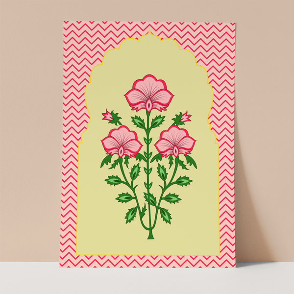 Indian Traditional Plant Red Wall Print