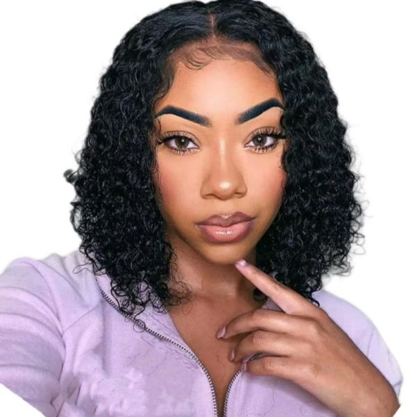 Vietnam Original Hair Curly Glueless bob 10inch Black Wig 4x4 Lace