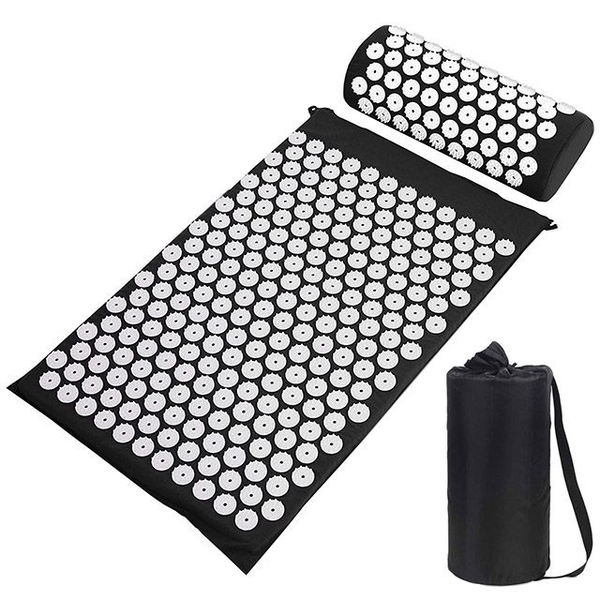Acupressure Mat &amp; Pillow Set With Bag - Black