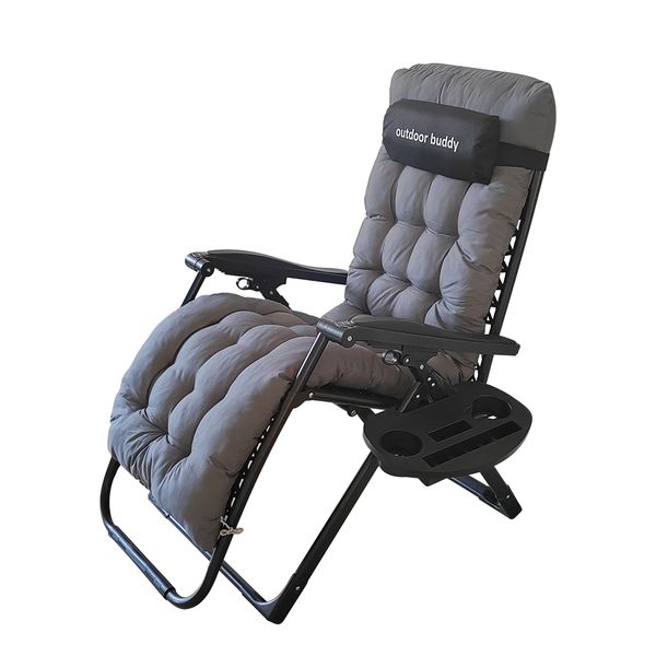 Outdoor Buddy - Solara Lounger (Black) with Cushion - 150kg user Capacity