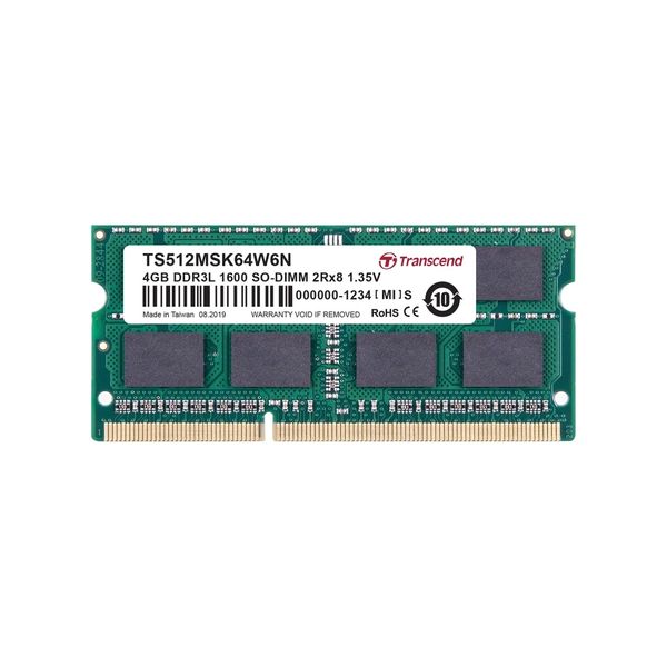 Transcend TS512MSK64W6N 4GB DDR3L-1600MHz Laptop RAM SO-DIMM