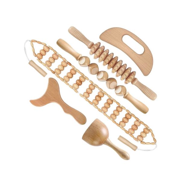 Massage Tools Pain Relief Massage Rollers Wood Massage Sticks - 6 Pieces